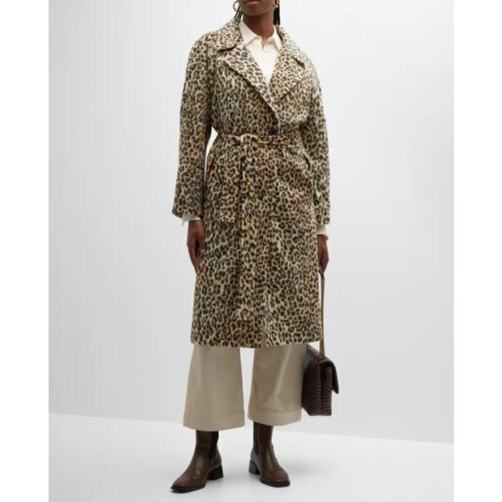 The Great The Long Belted Coat Fuzzy Single Breasted Vintage Leopard Cream 3